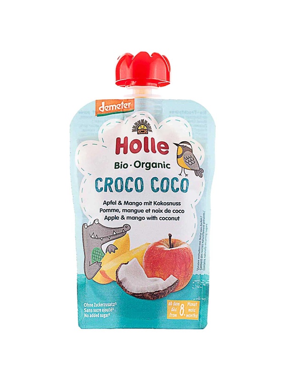 Пюре "Croco Coco" з яблуком, манго та кокосом органічне (з 8 місяців), Holle