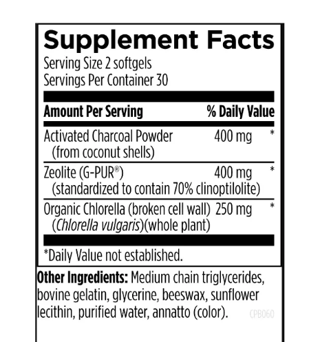 Charcoal Plus Binder - Сорбент широкого спектру з кокосовим вугіллям і цеолітом Designs for Health/1