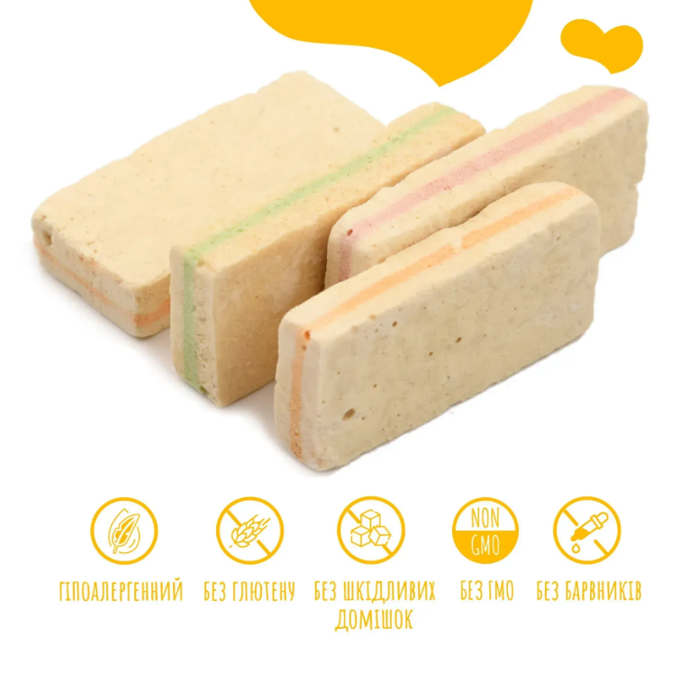 Ласощі для собак від 3-х місяців Freeze dried CHEESECAKE WITH APPLE, CRANBERRIES AND MANGO чізкейк з яблуком, журавлиною та манго Mavsy/1