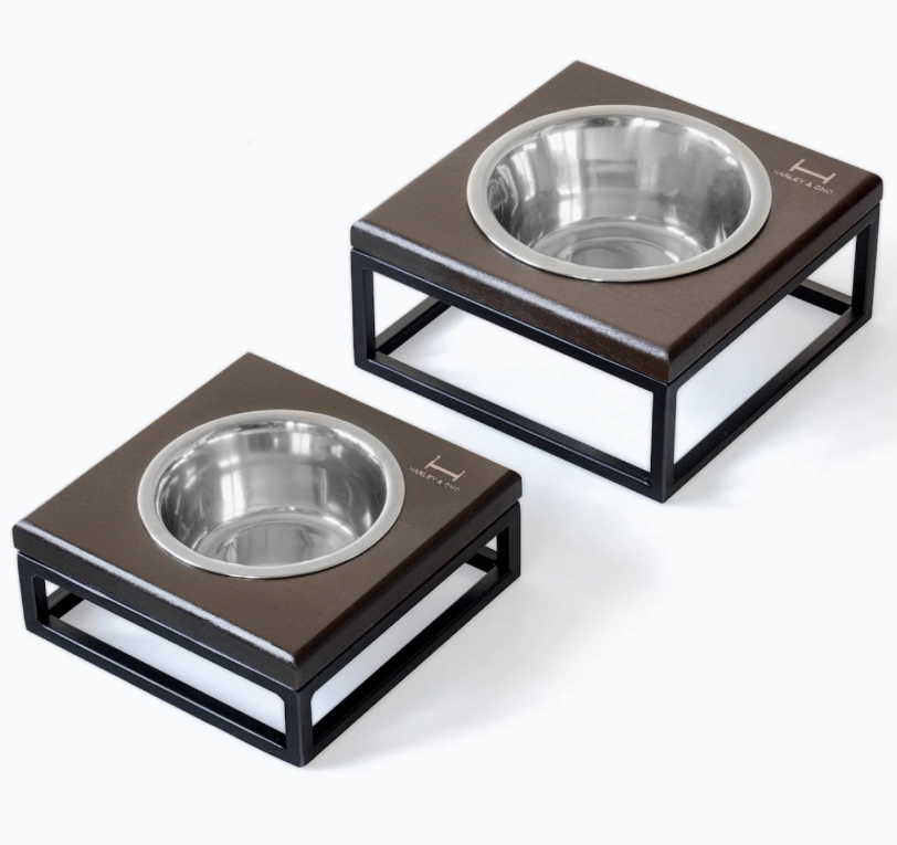 Одна миска на подставке Lunch Bar Brown wood + Black, Harley and Cho/1