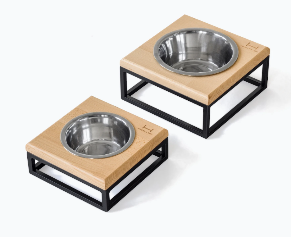 Одна миска на подставке Lunch Bar Natural wood + Black, Harley and Cho/1