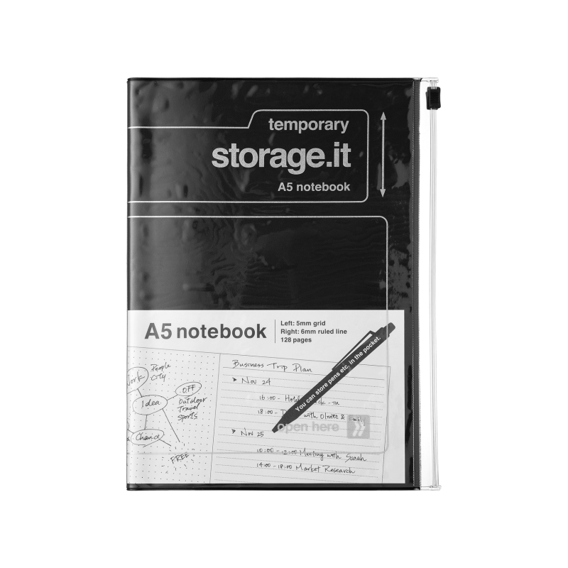 Блокнот A5 черный с белым Storage.It Mark's, 