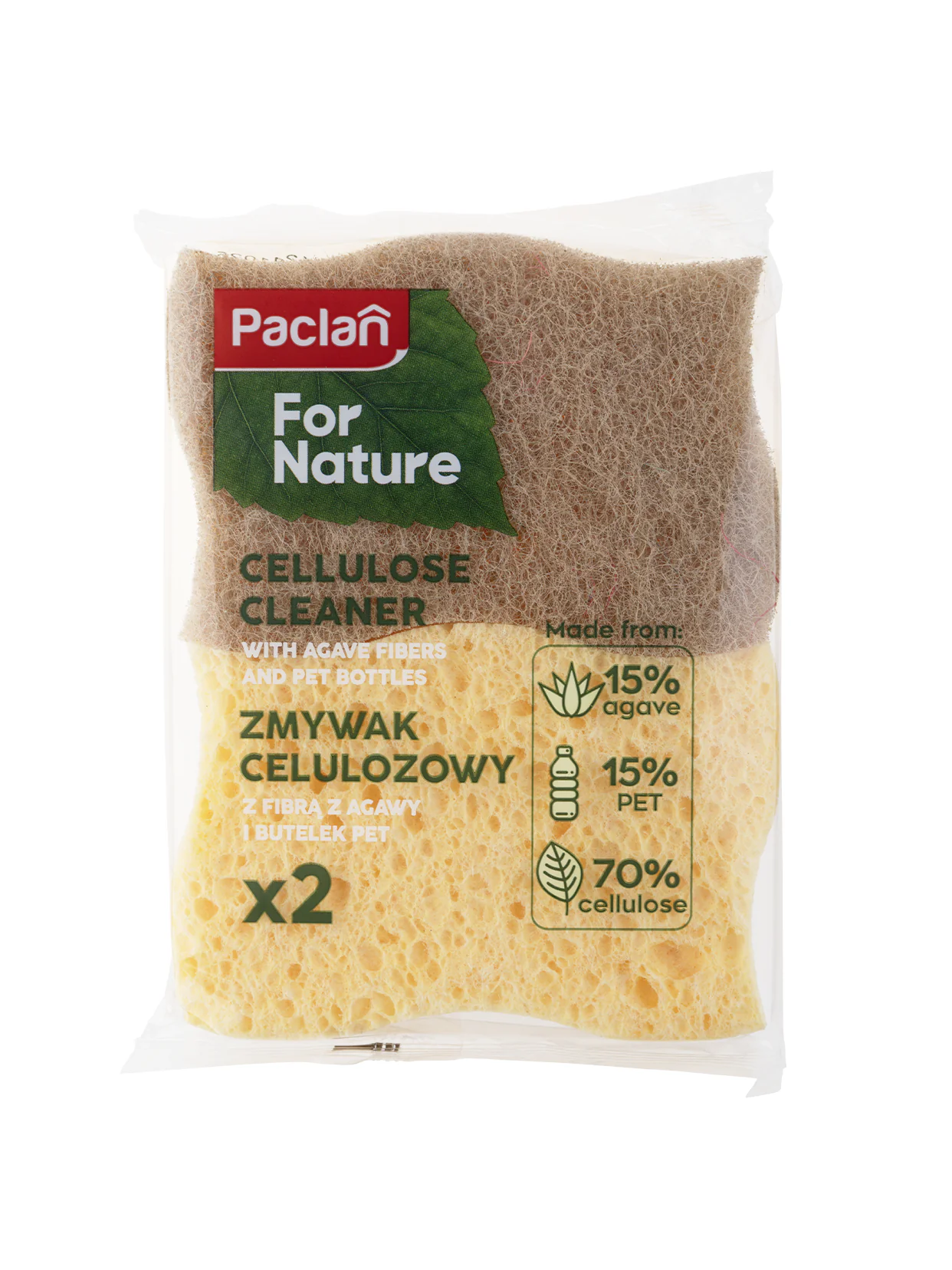 Набір губок для кухні з целюлози та агави (2шт в пак) PFN, Paclan