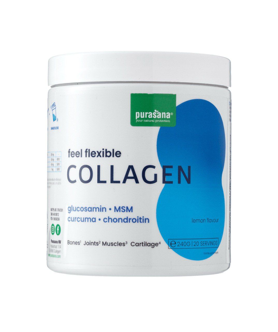 Колаген зі смаком лимона з підсолоджувачем - дієтична добавка (в порошку) Purasana, 