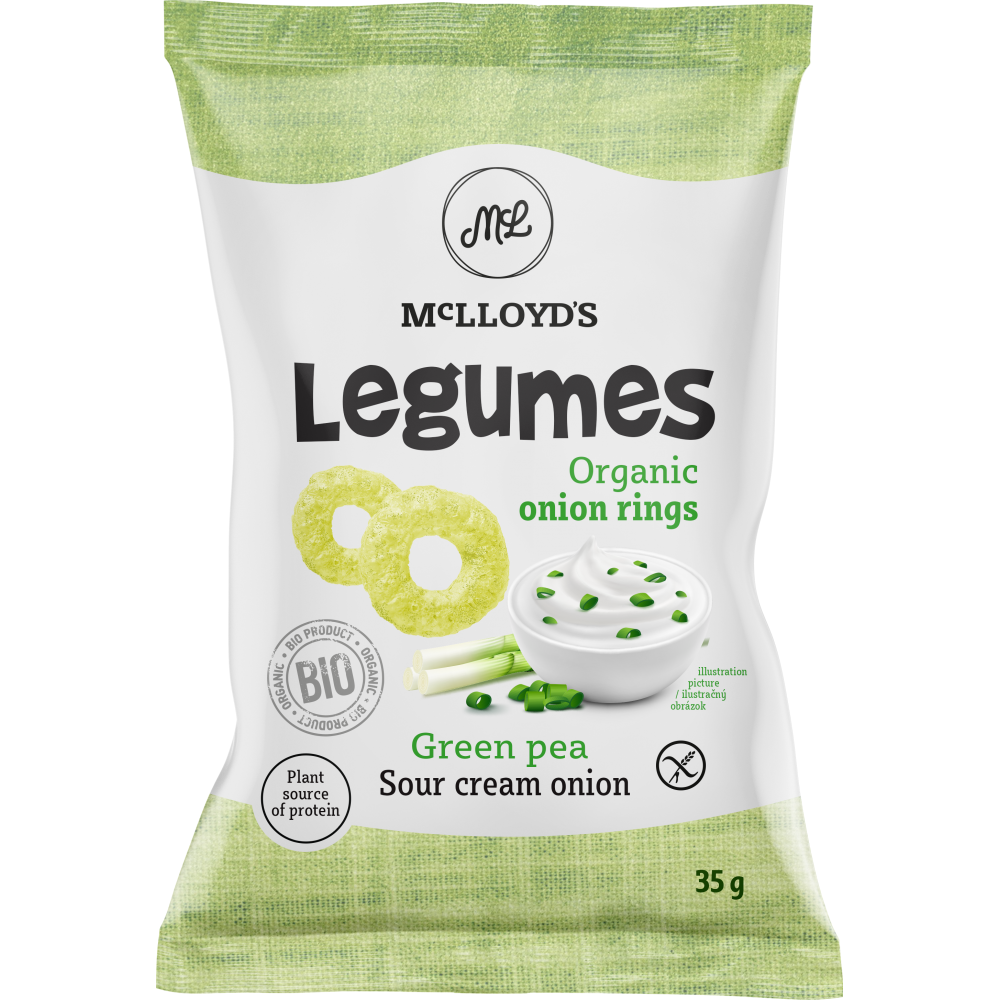 Снек протеиновый горох-кукуруза со сметаной и луком Legumes Mclloyd's
