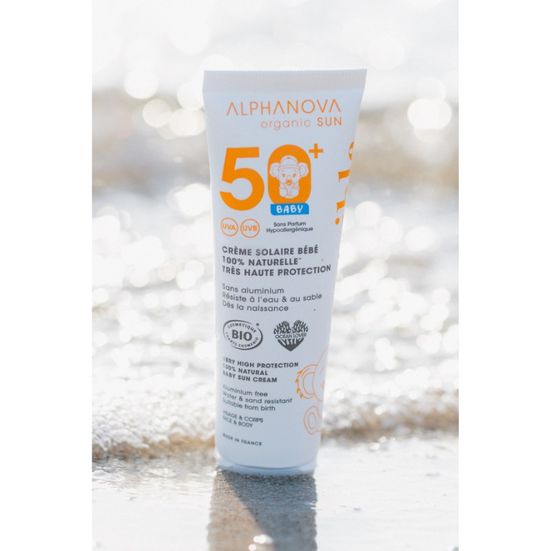 Органічний сонцезахисний крем SPF 50+ для немовлят і дітей, ALPHANOVA Organic Sun/1