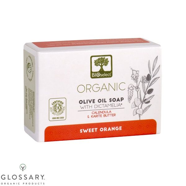 Натуральное оливковое мыло для детской и чувствительной кожи календулой и маслом карите Bioselect, 