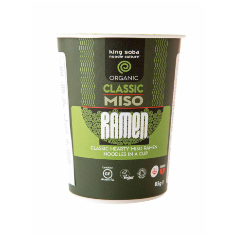 Суп Рамен швидкого приготування з рисовою локшиною та місо пастою органічний King Soba