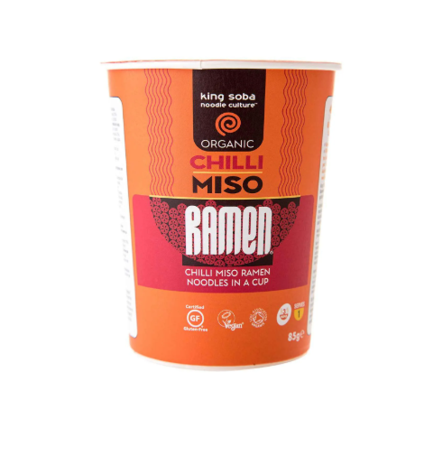 Суп Рамен быстрого приготовления с рисовой лапшой, мисо пастой и чили органический King Soba