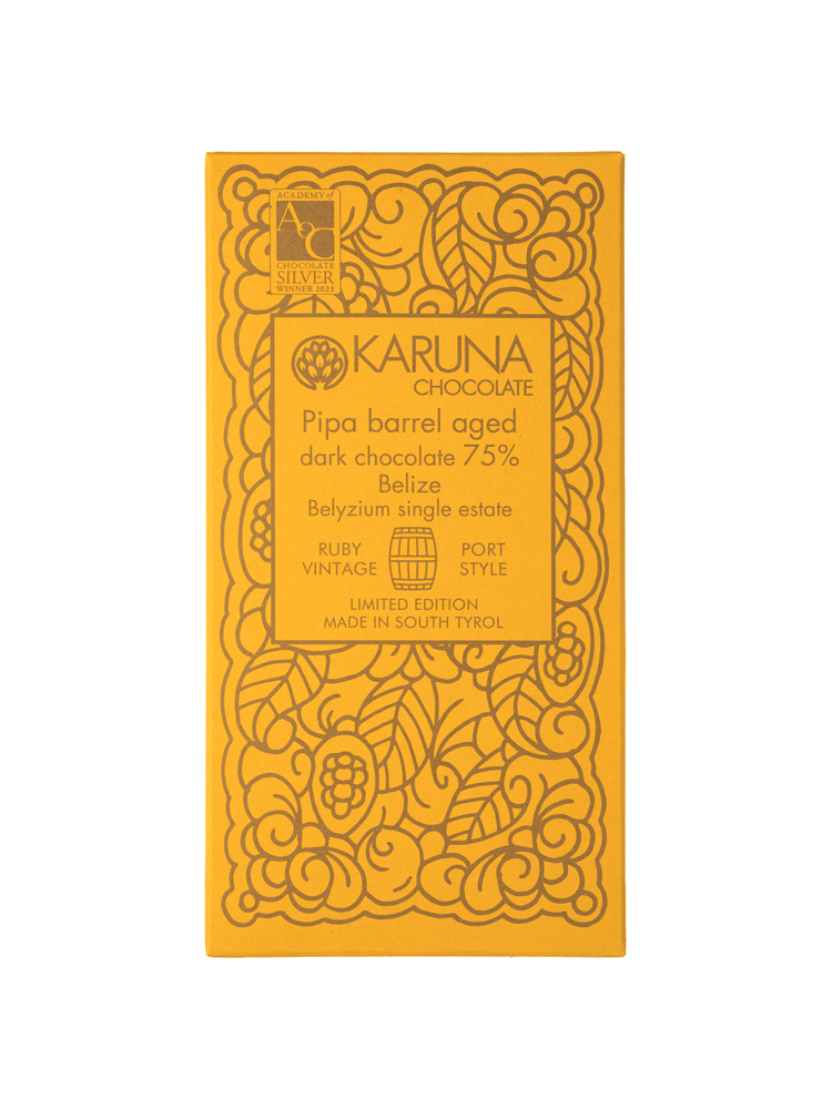 Шоколад темний з бобів витриманих в діжці Pipa 75%, Karuna chocolate