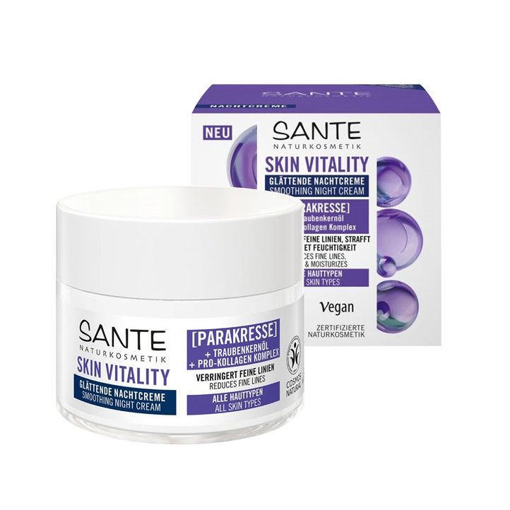 БІО-Крем для обличчя проти зморщок SKIN VITALITY нічний розгладжуючий Sante, 