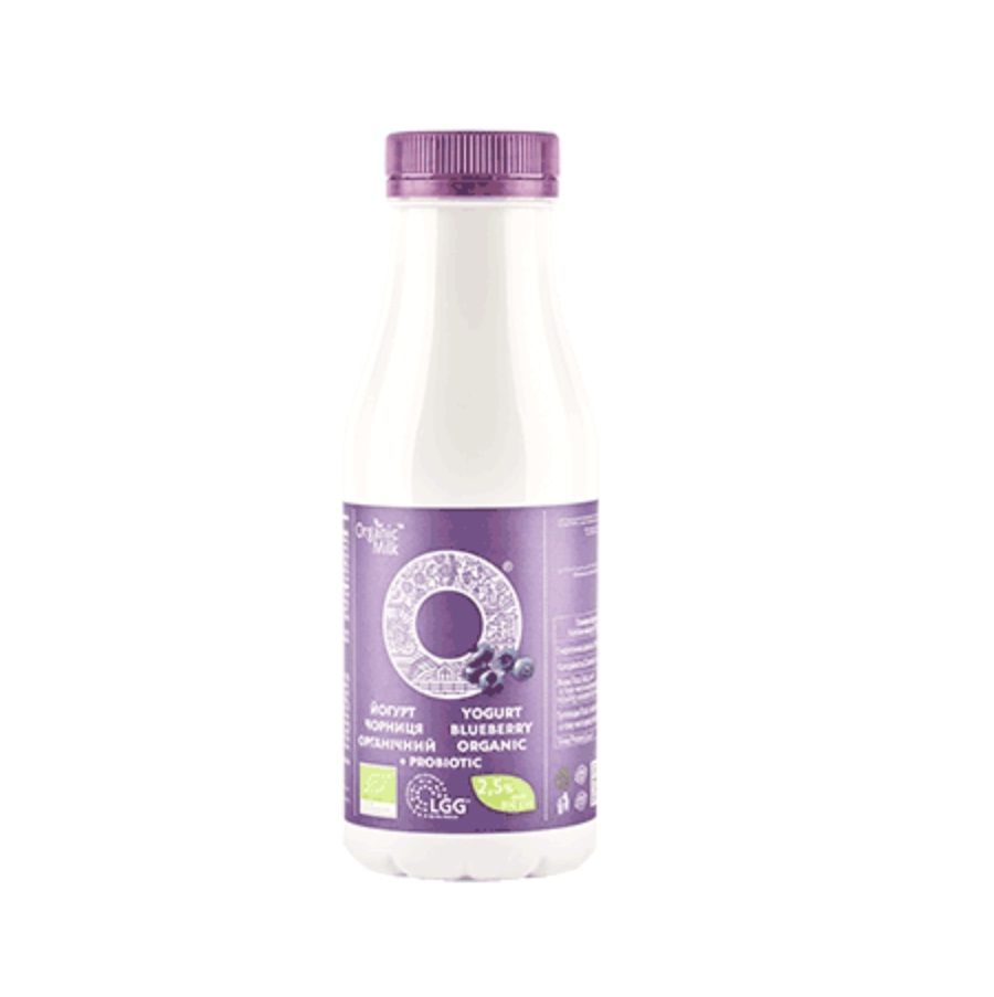 Йогурт органічний питної з наповнювачем "Чорниця" жирність 2,5% (з пробиотиком) Organic Milk, 