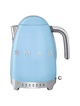Чайник електричний з регулятором температури пастельно-голубой 3D logo, SMEG магазин Glossary 