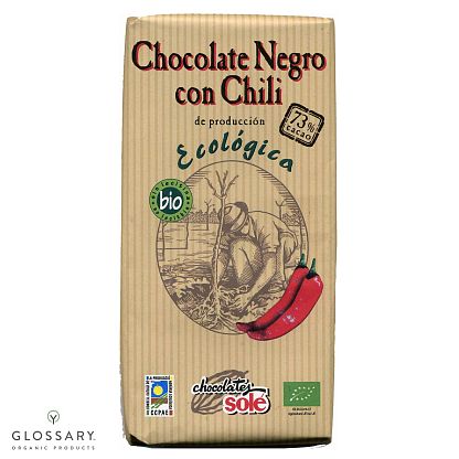 Шоколад черный 73% с перцем чили органический магазин Glossary 