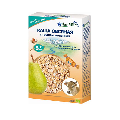 Молочная каша овсяная с грушей с 5 месяцев Fleur Alpine,  магазин Glossary 