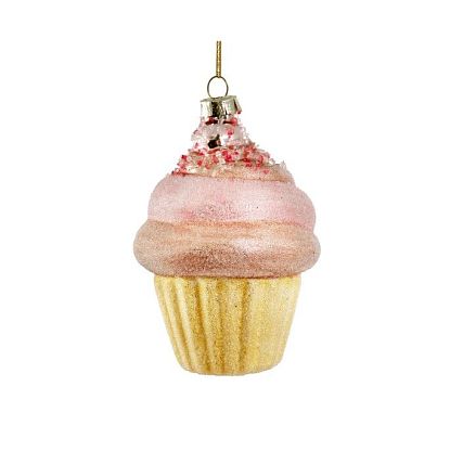 Новогоднее украшение Пирожное розовое с посыпкой 10см, Shishi магазин Glossary 