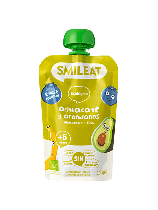 Детское питание "Черника и авокадо" пюре органическое (с 6 месяцев) Smileat магазин Glossary 
