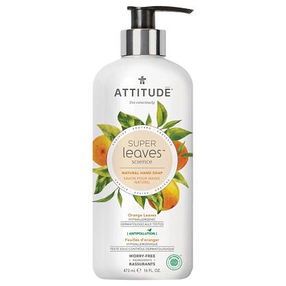 Мыло для рук жидкое с ароматом апельсина "Super Leaves" Attitude магазин Glossary 
