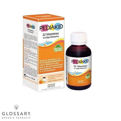 Натуральный сироп для здорового физического развития 22 витамина и олиго-элемента Pediakid,  магазин Glossary 