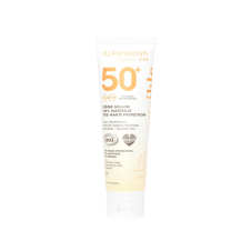 Органический солнцезащитный крем SPF 50+ для чувствительной кожи ALPHANOVA Organic Sun магазин Glossary 