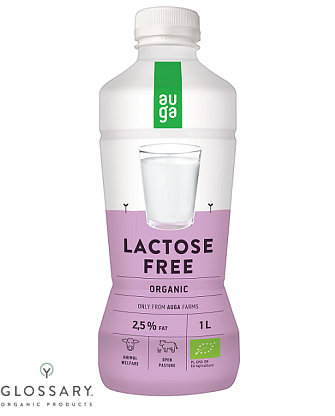 Молоко безлактозное ультрапастеризованное органическое 2,5% Auga,  магазин Glossary 