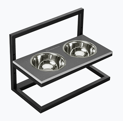 Миски на подставке с регулируемой высотой Lift Gray Stone + Black, Harley and Cho магазин Glossary 