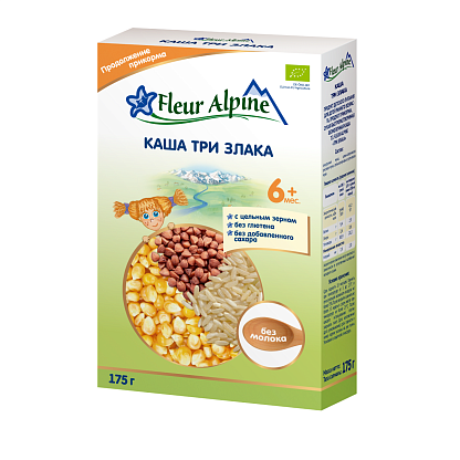 Безмолочная каша органическая три злака Fleur Alpine,  магазин Glossary 