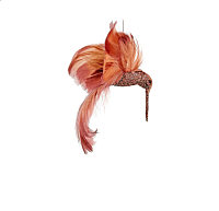 Новогоднее украшение Птичка Колибри с перьями сиреневого цвета 12см, Shishi магазин Glossary 