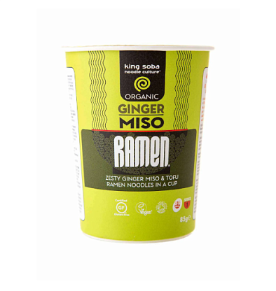 Суп Рамен быстрого приготовления с гречневой лапшой, мисо пастой и имбирем органический King Soba магазин Glossary 