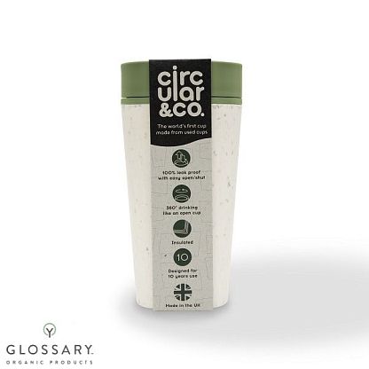 Чашка кремовая с зеленой крышкой Circular&Co,  магазин Glossary 