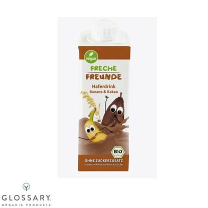 Органическое растительное овсяное молоко какао-банан без сахара Freche Freunde,  магазин Glossary 