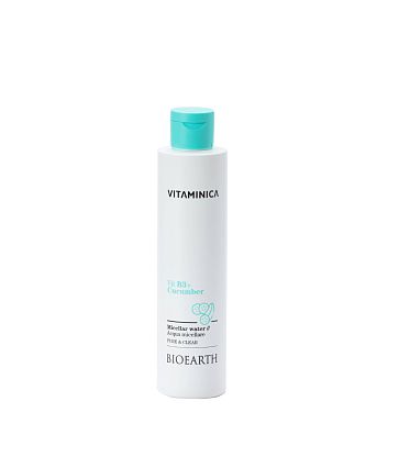 Vitaminica VIT B3 + CUCUMBER Micellar water Мицеллярная вода тонизирующая для снятия макияжа для всех типов кожи даже чувствительной Bioearth,  магазин Glossary 