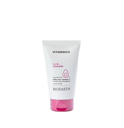 Vitaminica VIT E+ AVOCADO milky cleanser Молочко очищающее от макияжа для сухой и чувствительной кожи лица Bioearth,  магазин Glossary 