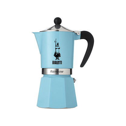 Кофеварка гейзерная на 6 чашек голубая Rainbow, Bialetti магазин Glossary 