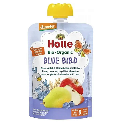 Пюре "Blue Bird" с грушей, яблоком, черникой и овсом органическое (с 6 месяцев), Holle магазин Glossary 