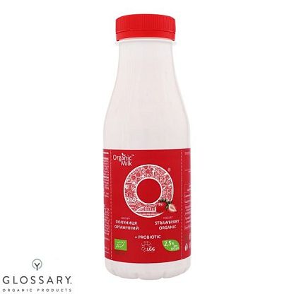Йогурт органический питьевой с наполнителем "Клубника" жирность 2,5% Organic Milk,   магазин Glossary 