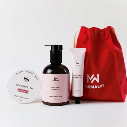 Праздничный набор для рук и тела DARK AMBER ROSEWOOD (макси) Mak Malvy,  магазин Glossary 