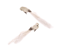 Новогоднее украшение Птица на клипсе кремовая с хвостом из страусиных перьев 37см, Shishi магазин Glossary 