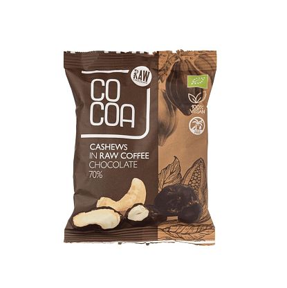 Кешью в сыром кофейном шоколаде органические Raw Cocoa,  магазин Glossary 