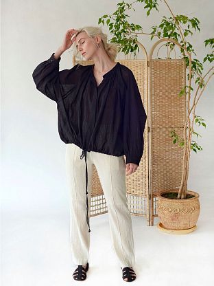 COTTON GAUZE BLOUSE BLACK Missing You Already магазин Glossary 