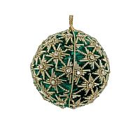 Новогоднее украшение Шар бархатный со звездами из бисера 9см, Shishi магазин Glossary 