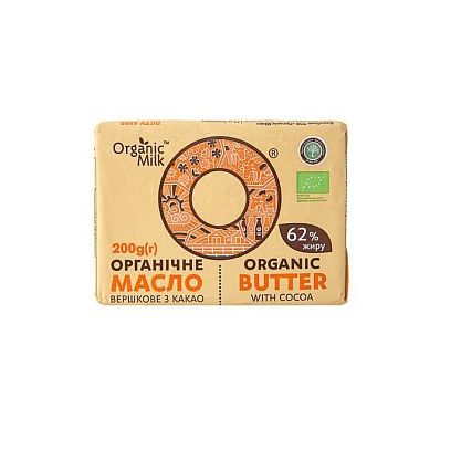 Масло сливочное органическое с какао жирность 62 % Organic Milk,  магазин Glossary 
