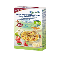 Безмолочная Мультизлаковая органическая каша с бананом, с кусочками клубники и яблока с 15 месяцев Fleur Alpine,  магазин Glossary 