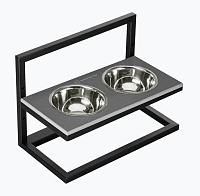 Миски на подставке с регулируемой высотой Lift Gray Stone + Black, Harley and Cho  магазин Glossary 