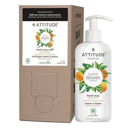 Мыло для рук жидкое с ароматом апельсина "Super Leaves" Attitude  магазин Glossary 