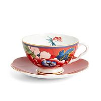 Чашка с блюдцем красная "Paeonia Blush", Wedgwood магазин Glossary 