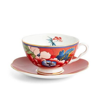 Чашка с блюдцем красная "Paeonia Blush", Wedgwood магазин Glossary 