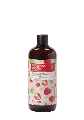 Family Strawberry & Aloe Shampoo shower gel Шампунь-гель увлажняющий для волос/душа Bioearth,  магазин Glossary 