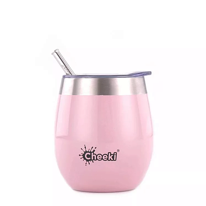 Бокал для напитков Cheeki со стальной трубочкой Insulated Wine Tumbler Pink Champagne магазин Glossary 