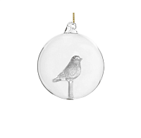 Новогоднее украшение Шар стеклянный с птичкой внутри 10см, Shishi магазин Glossary 